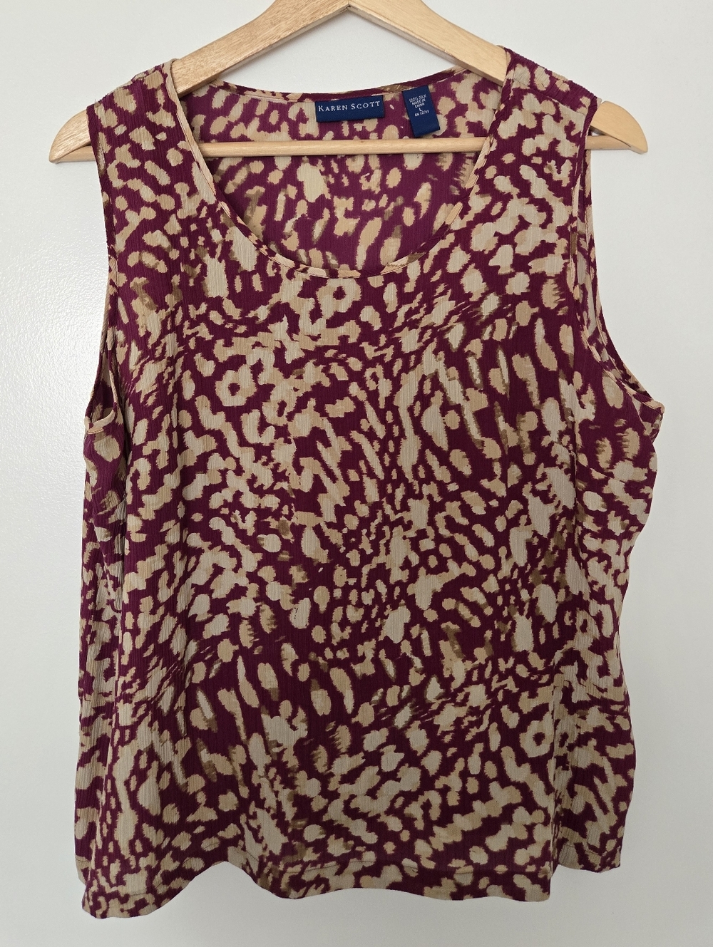 Karen Scott 100% Silk Sleeveless Tank Blouse Size Large